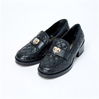 CHANEL マトラッセ ココマーク ローファー 36 1/2 C ブラック レザー