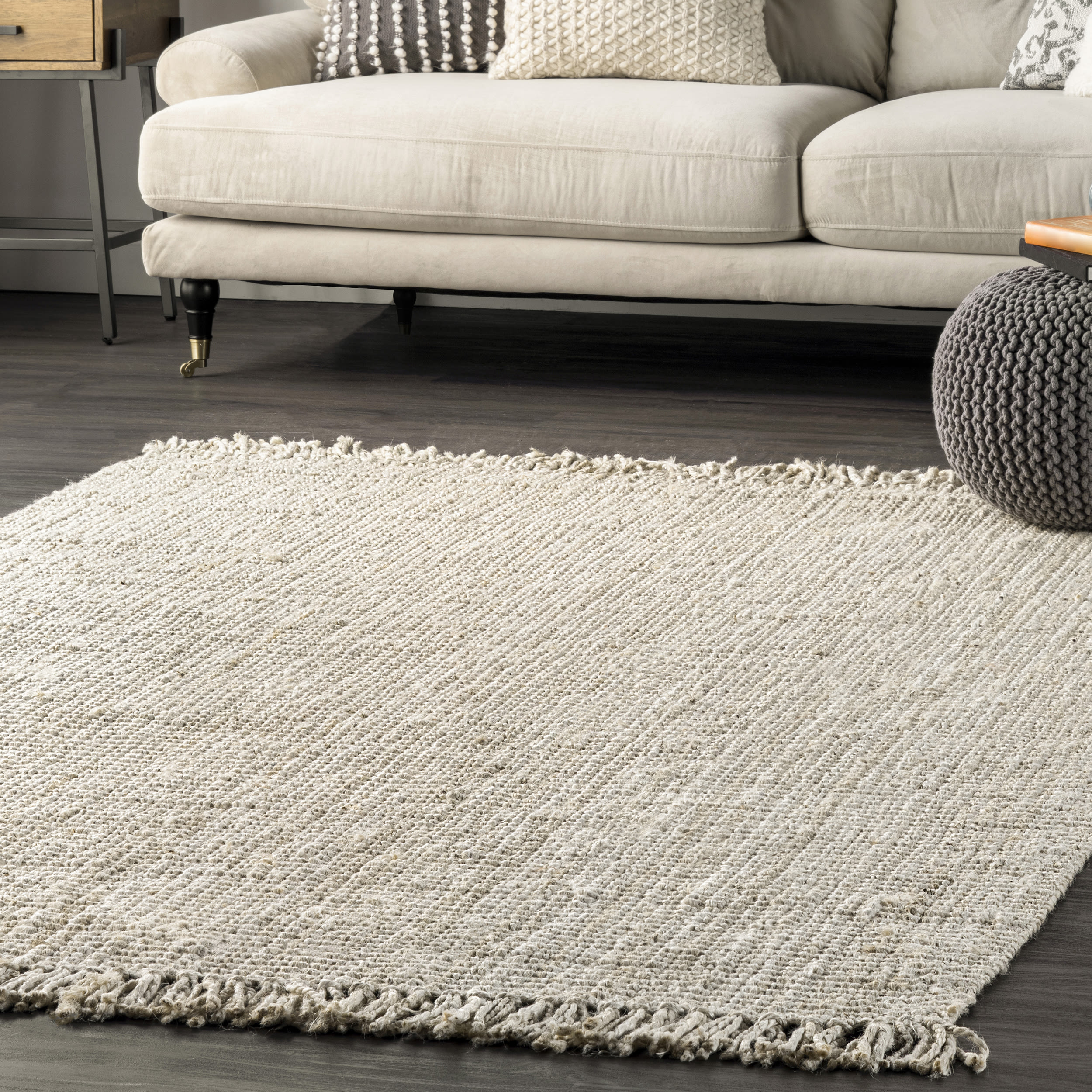 nuLOOM Natura 5 X 8 (ft) Jute Off White Indoor Solid Area Rug