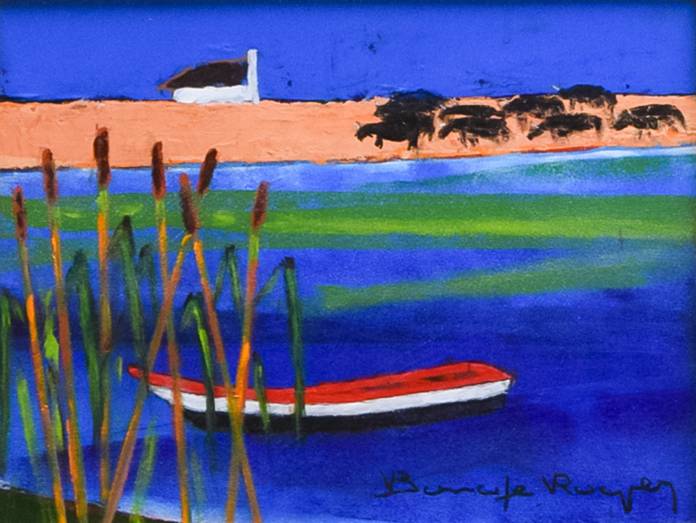 真作 ロジェ ボナフェ 農家の松と離れた納屋 4F 油彩画 真作 ロジェ