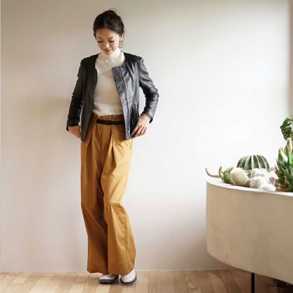 ラムレザー ノーカラージャケットブルゾン(ブラック) | もりのがっこう公式