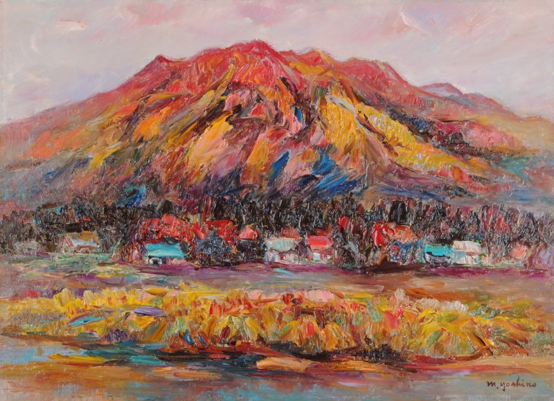 甲斐駒と五月」絵画 油絵 油彩画 F8 甲斐駒と五月」絵画 油絵 油彩画 F8