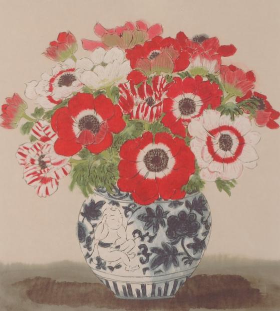 花の絵画をジークレーの版画で制作した青木乃里子の和の花の絵