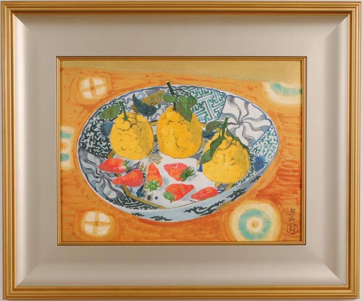 小倉遊亀がリトグラフの版画で制作した和の絵「明果」を通販で販売