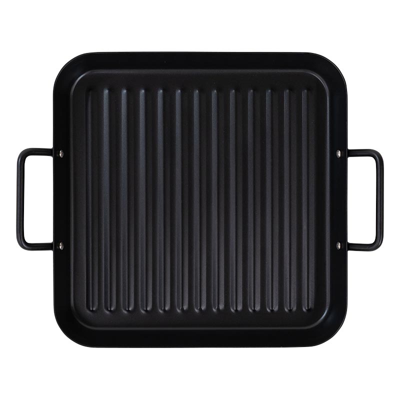 ガスでもIHでも使える 鉄製角型プレート ウェーブ 25×25cm ｜ ミスター