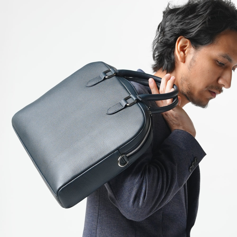 薄型 ダブルジッパー シュリンクレザー ビジネス ブリーフケース