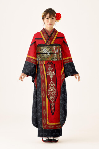 スタジオアリスの振袖 /赤色/黒色/レトロ/花柄/ ミニーマウス | My振袖