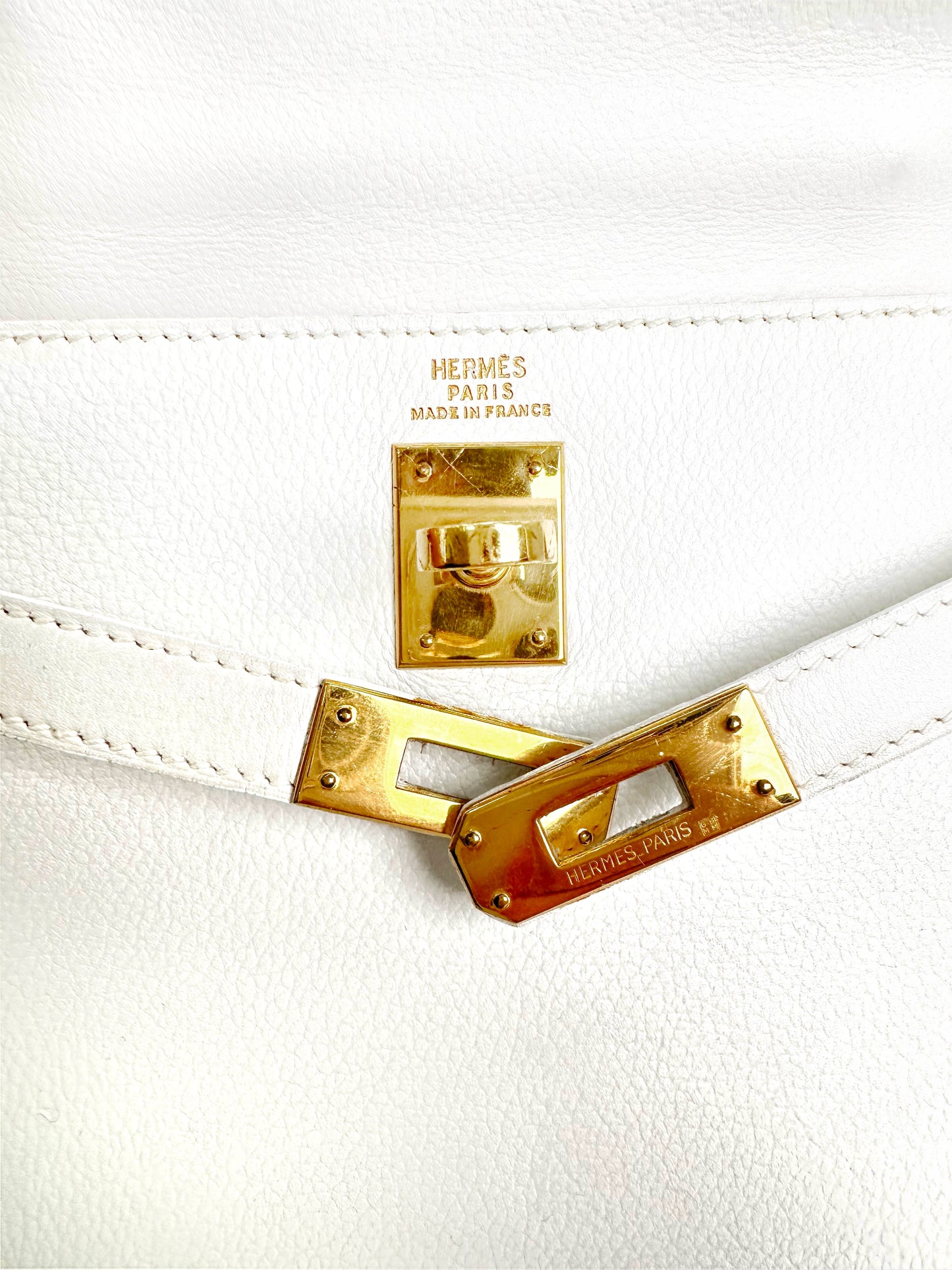 Vintage Authentic Hermes ⭕O 1985 kelly 20 mini white graine with