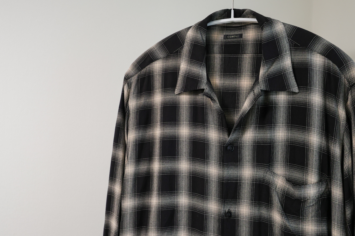 COMOLI レーヨンチェックオープンカラーシャツ 購入レビュー【2023SS