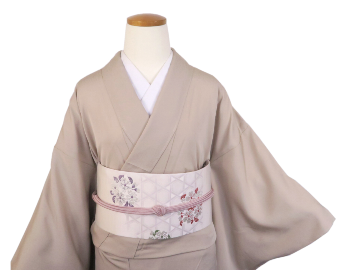 作家もの 付け下げ 花模様 ベージュ系 着物 042w d 付け下げ ぼかし