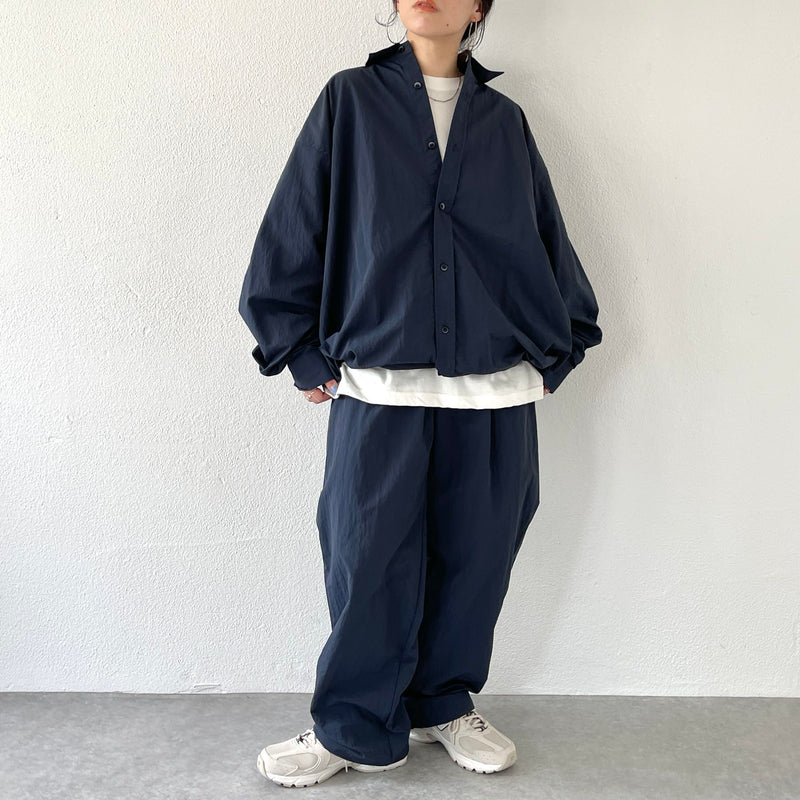 loose silhouette nylon shirt set up / navy（ルーズシルエット