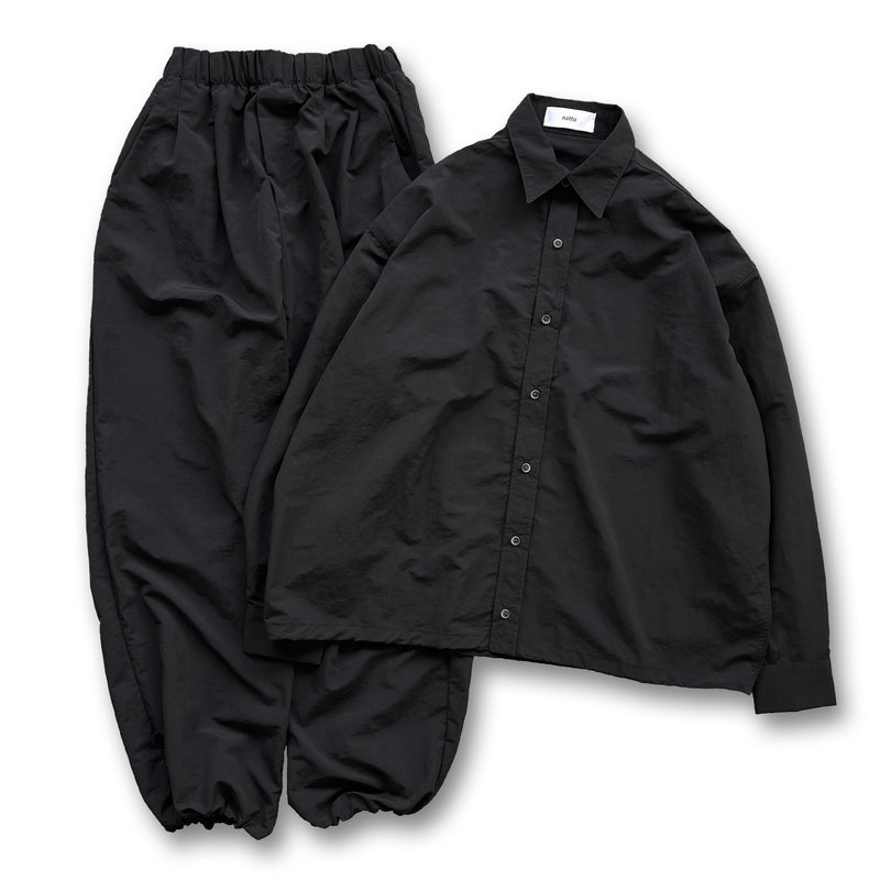 loose silhouette nylon shirt set up / black（ルーズシルエット
