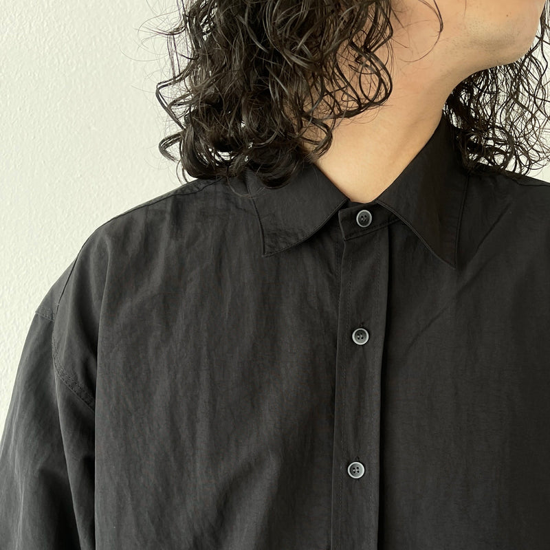loose silhouette nylon shirt set up / black（ルーズシルエット