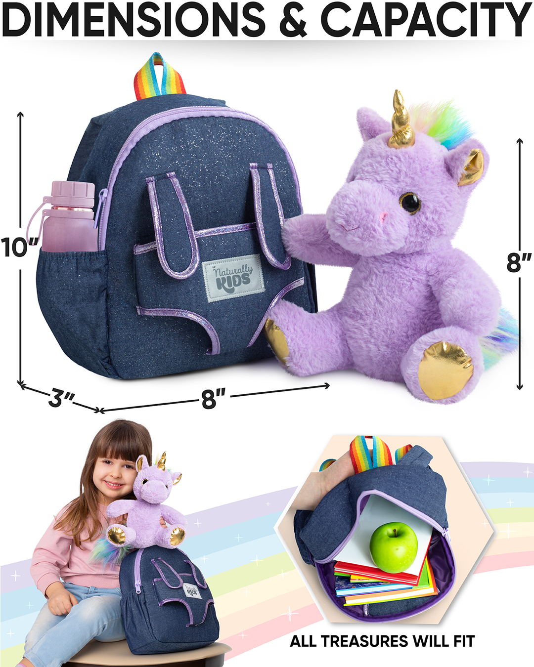 🦄 Toddler Unicorn Backpack with Purple Plush, Unicorn Gifts,
