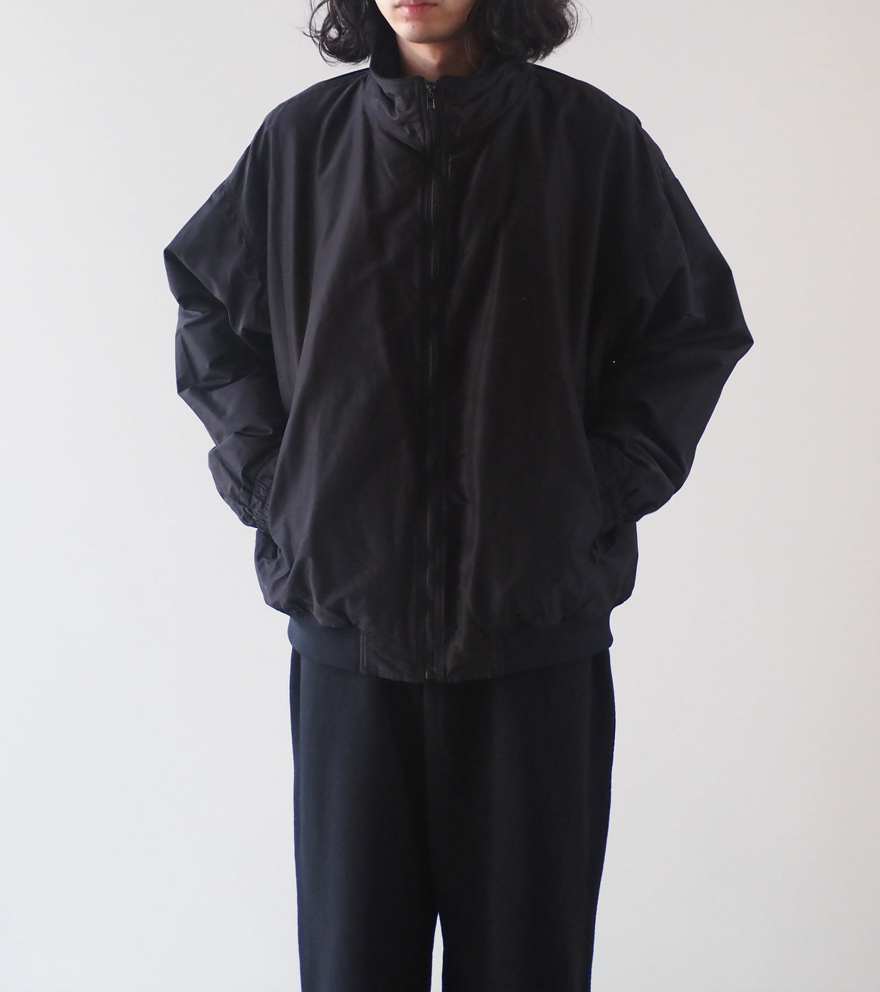 COMOLI コットン シルク トラック ジャケット , Brown – Navyblue