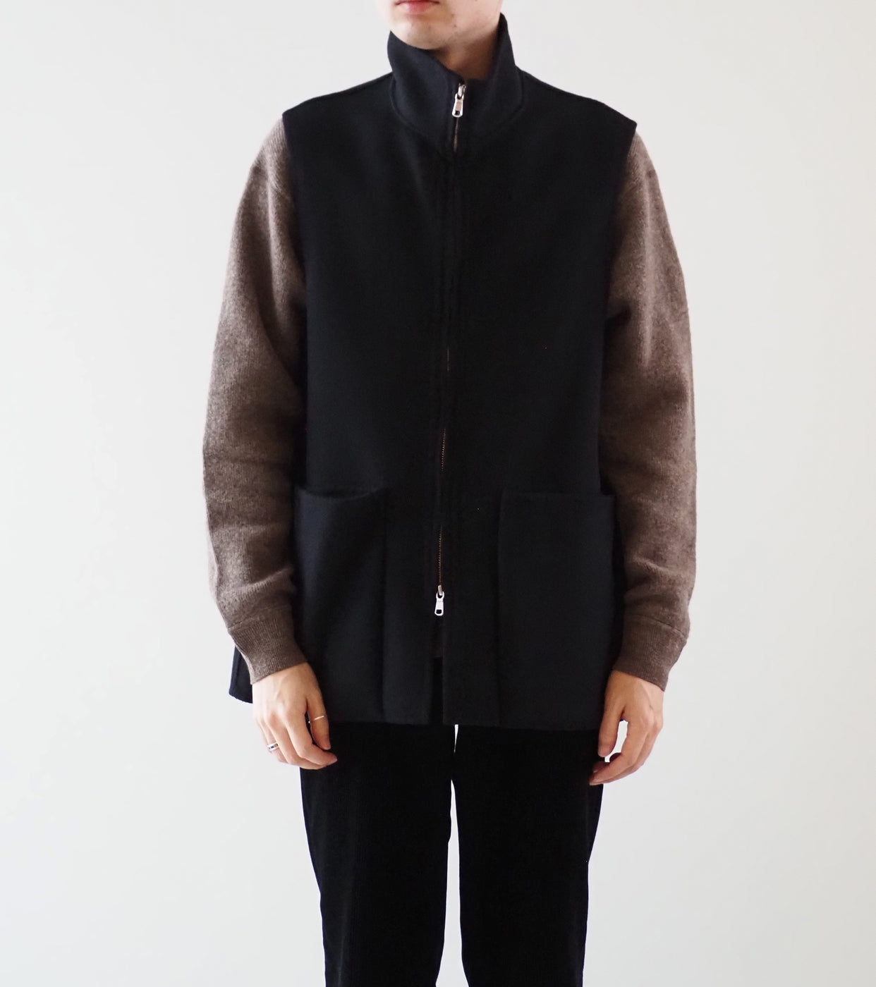 MAATEE＆SONS ジップ ベスト , Black – Navyblue