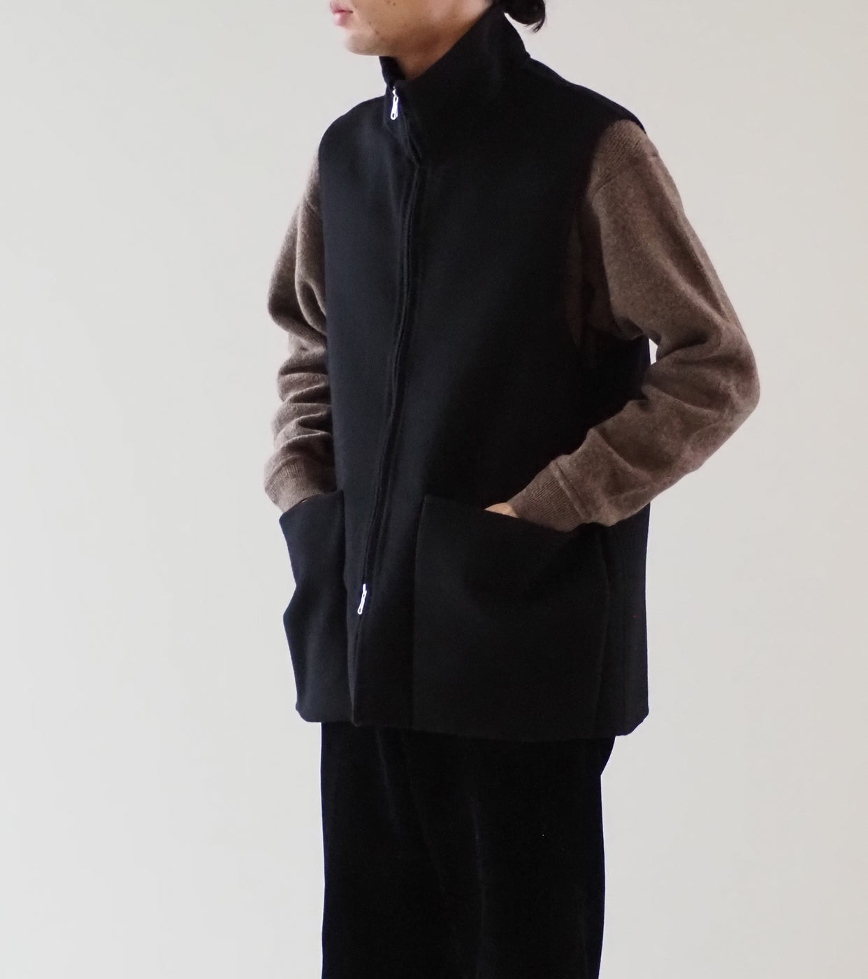 MAATEE＆SONS ジップ ベスト , Black – Navyblue