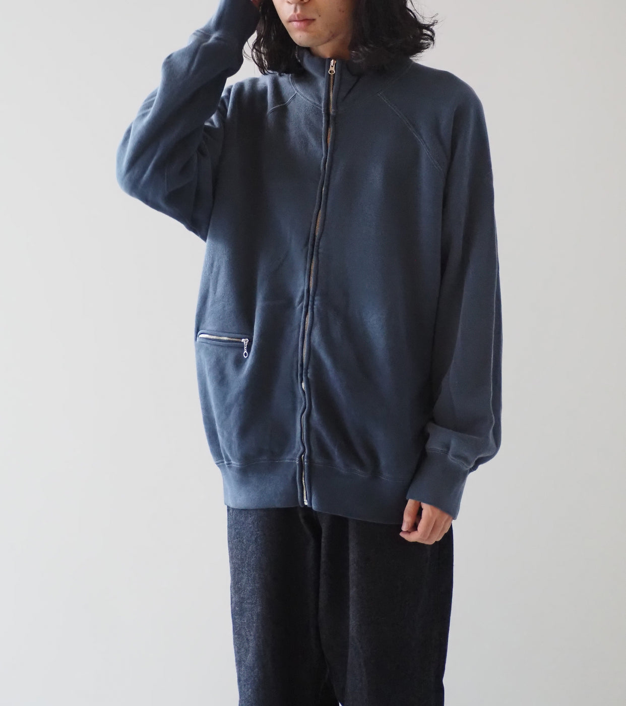 MAATEE＆SONS ヴィンテージ ジップ スウェット , Bottle – Navyblue