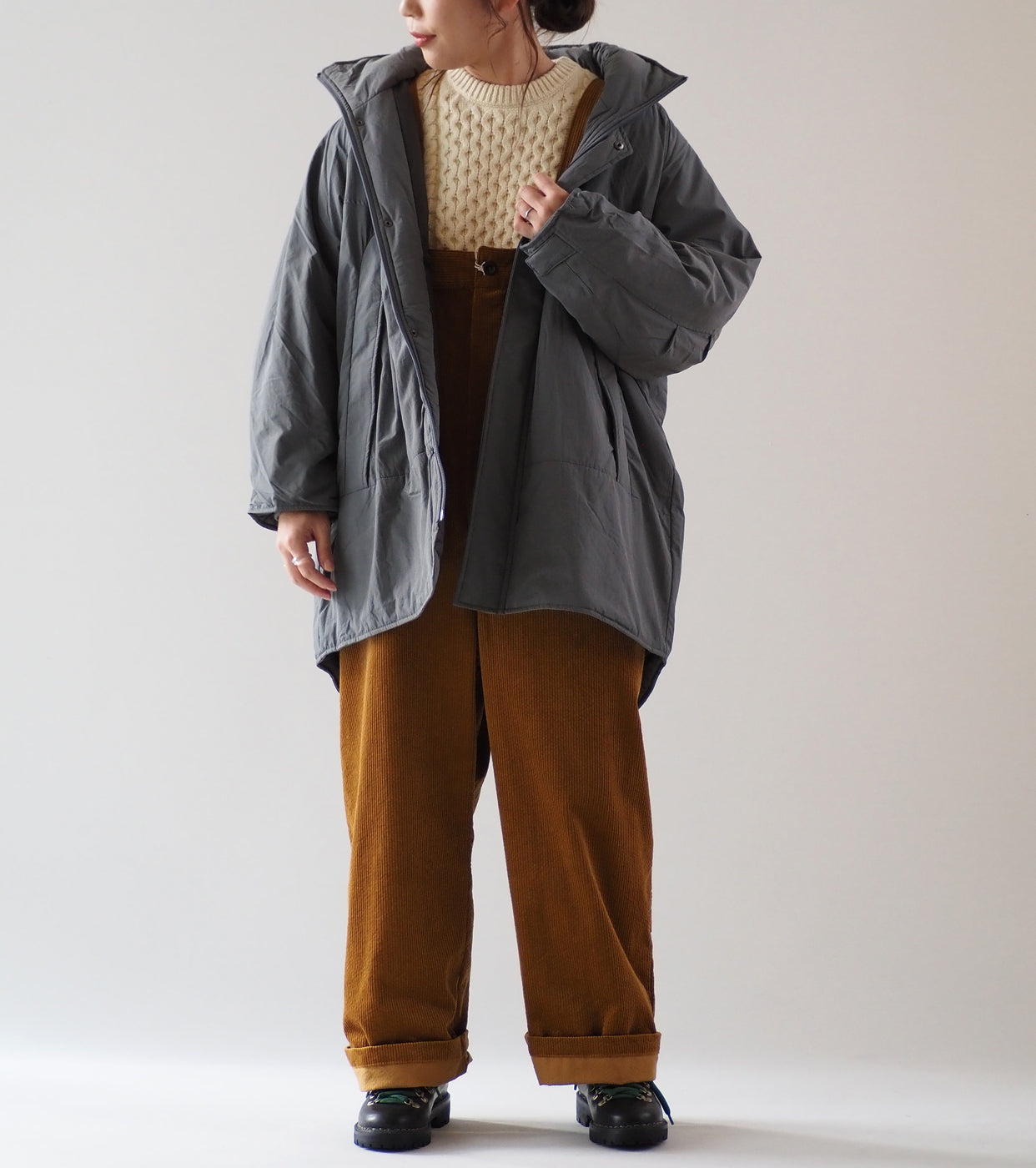 WILD THINGS ウィメンズ モンスターパーカー , F Grey – Navyblue