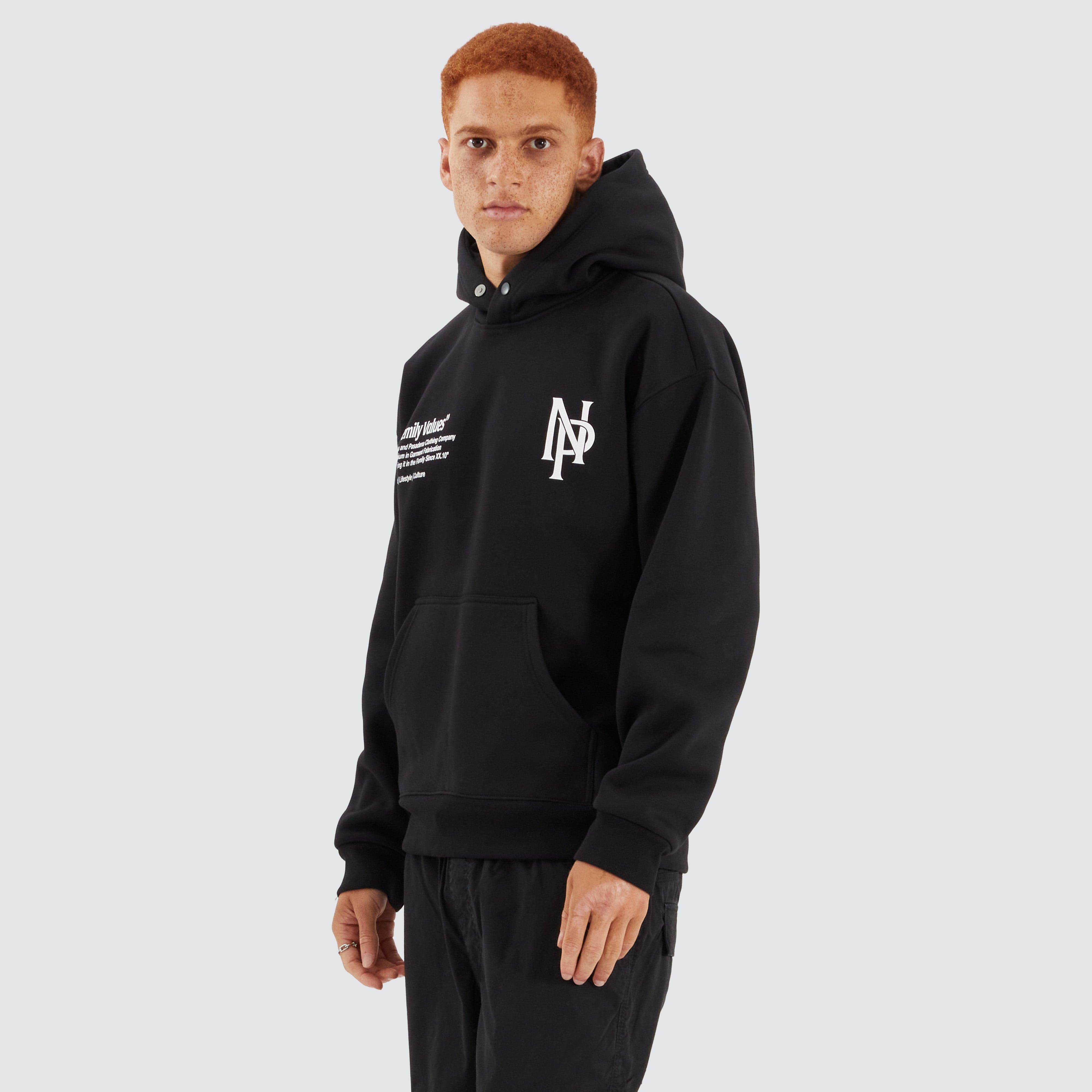Radian Heavy Box Fit Hoodie in Jet Black | NXP