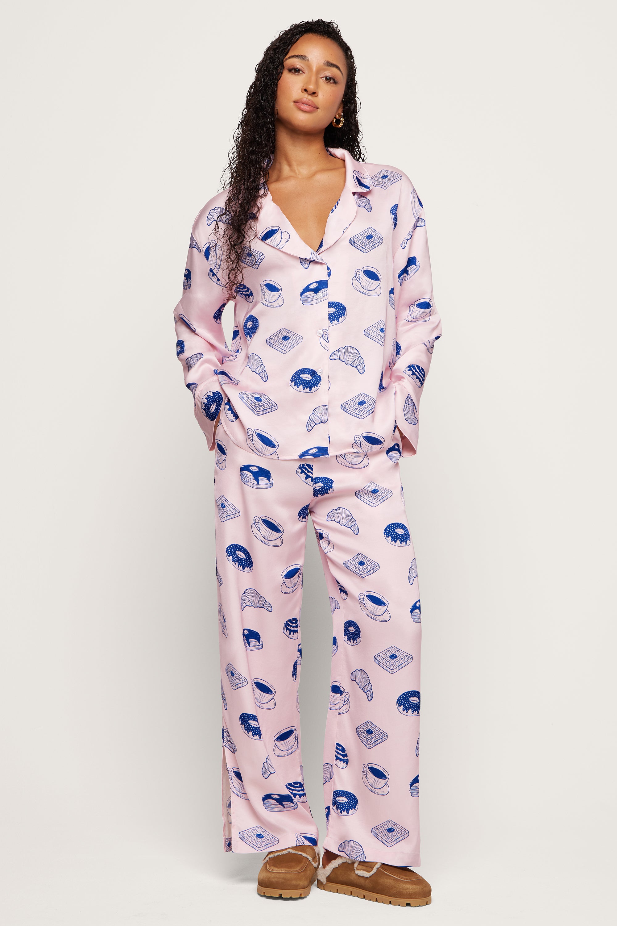 Breakfast Long Pajama Set | Women's Sleepwear by Neendi
