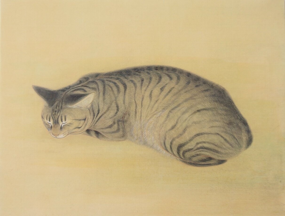 繊細な筆致で描かれるキジトラ猫に感嘆！日本画家・小熊香奈子さんと愛
