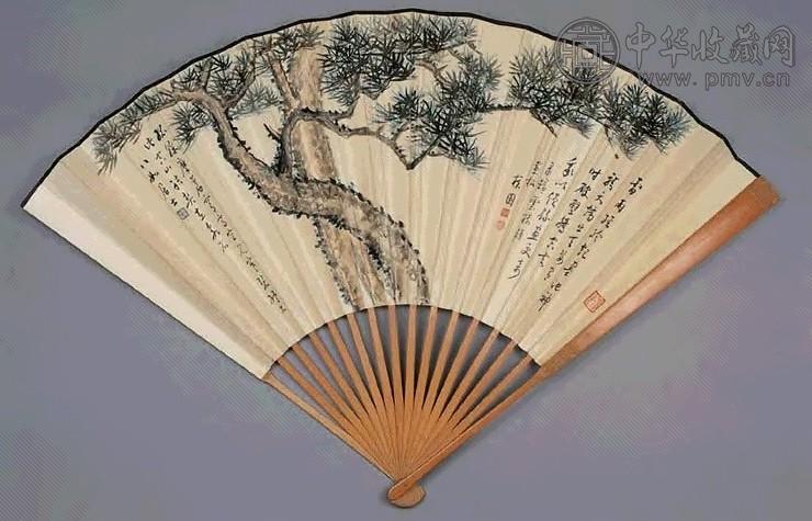 徐世襄1940年作双松图扇面设色纸本收藏资讯|艺术家|书画家|书画名人