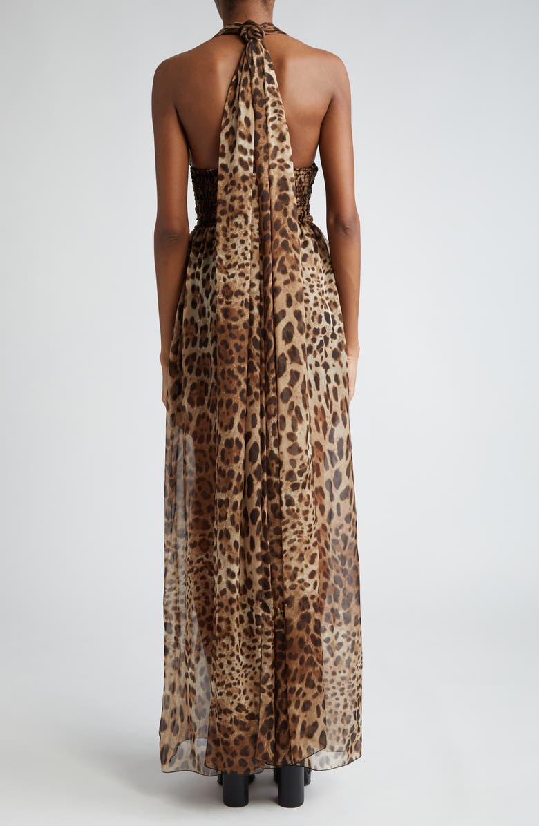 Dolce&Gabbana Leopard Print Silk Chiffon Halter Dress | Nordstrom