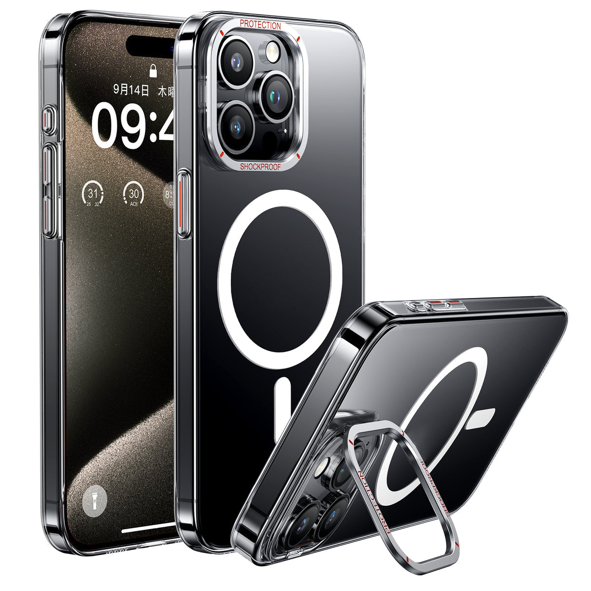 NIMASO iPhone 15 Pro/Pro Max用 MagSafe対応 ケース レンズスタンド