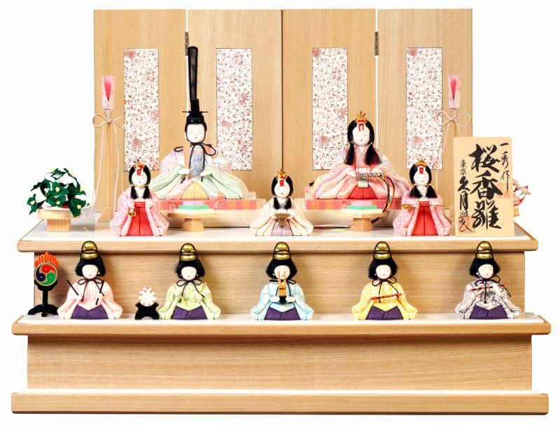雛人形 久月 ひな人形 雛 木目込人形飾り 段飾り 十人飾り 一秀作 桜香