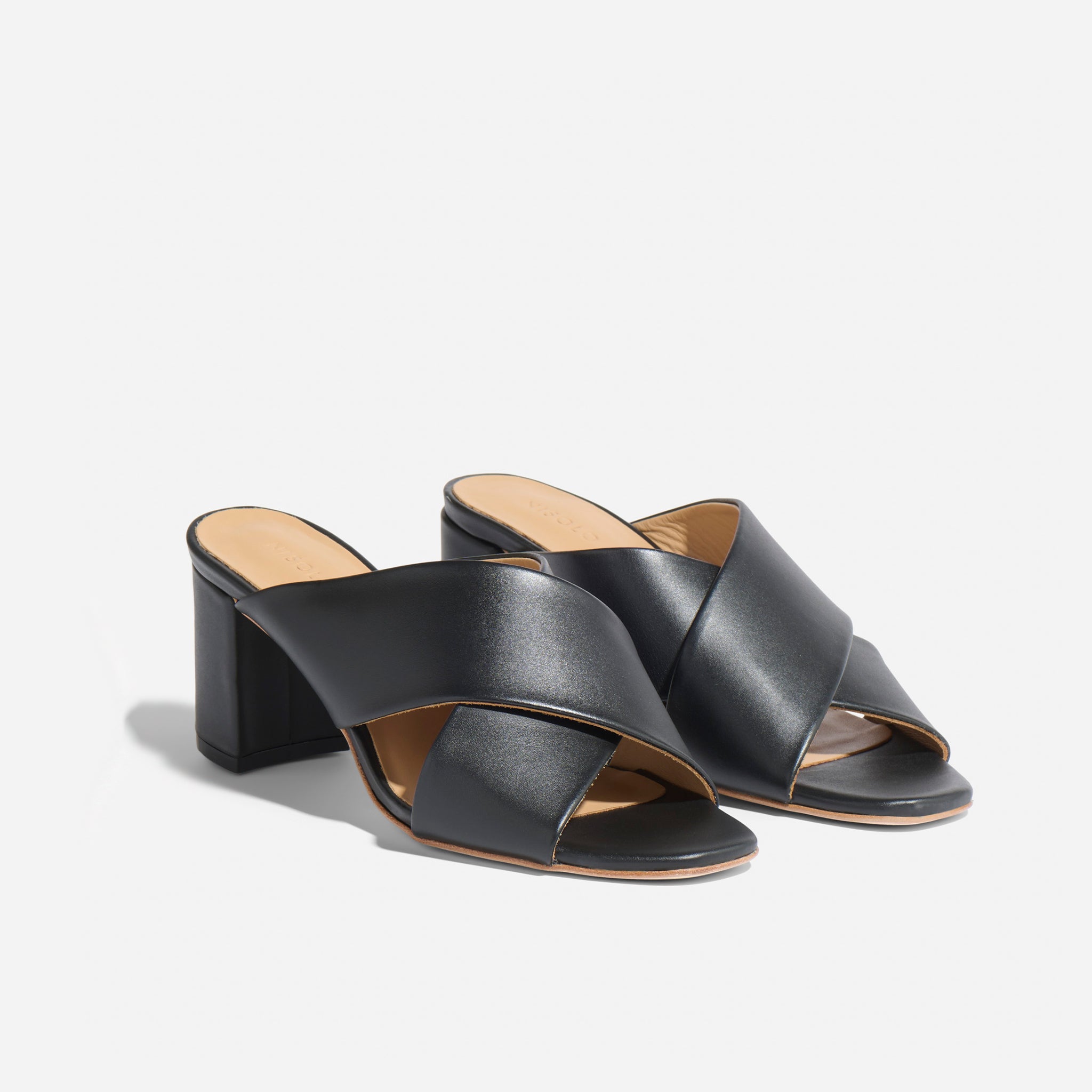 Carina Cross Strap Mule Black | Nisolo