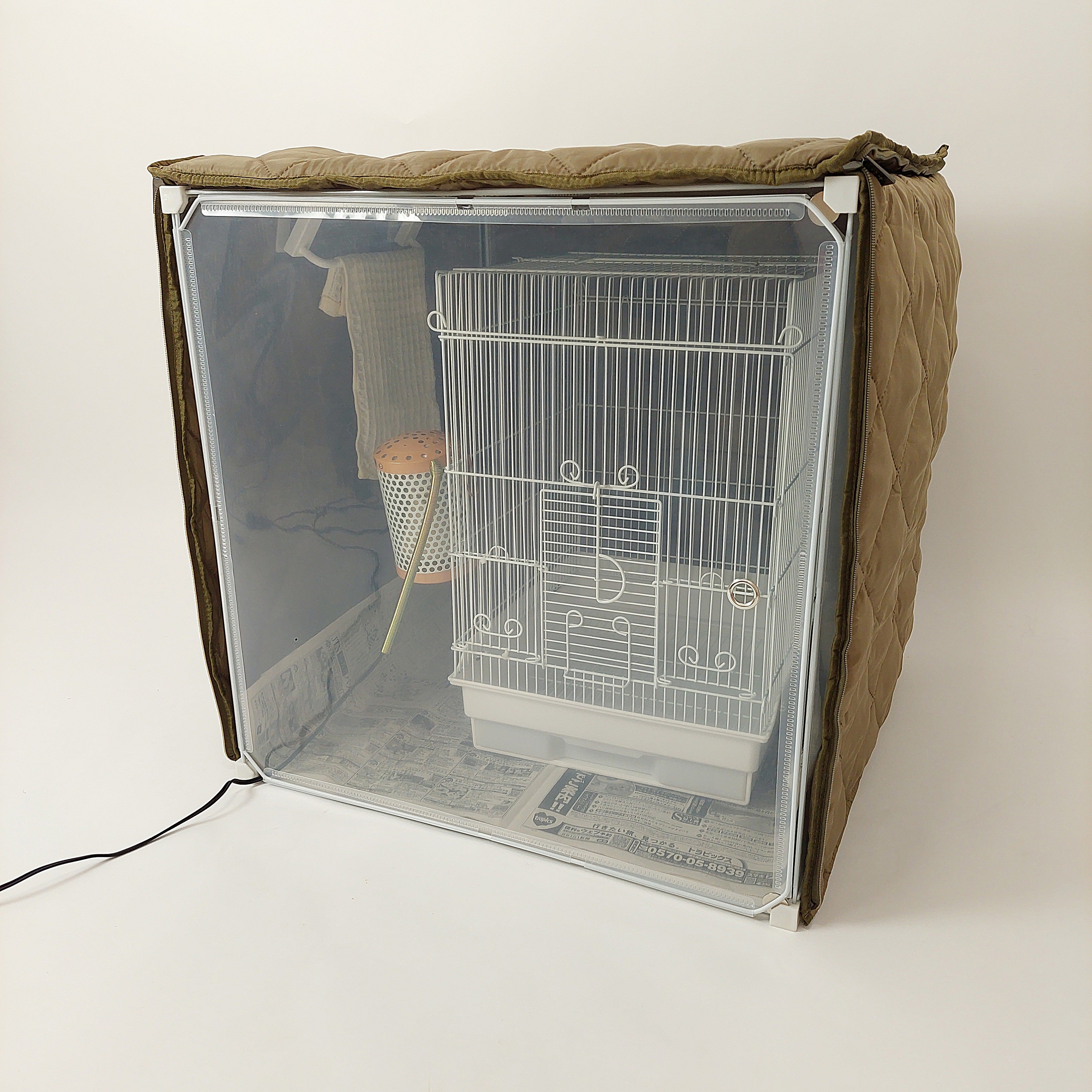換羽期用ネットカバー2枚付、鳥の羽が飛ばない+夜は保温】インコケージ