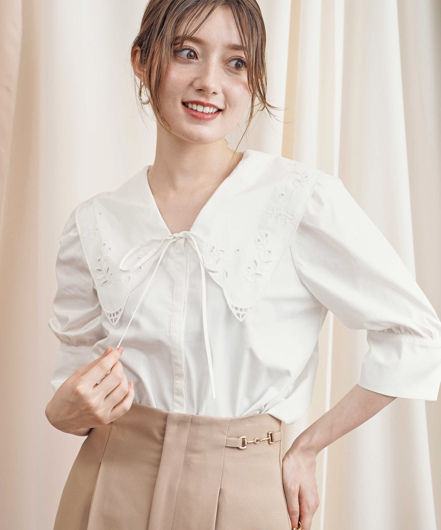 衿刺繍袖ボリュームブラウス | シャツ・ブラウス | NOELA OFFICIAL WEB