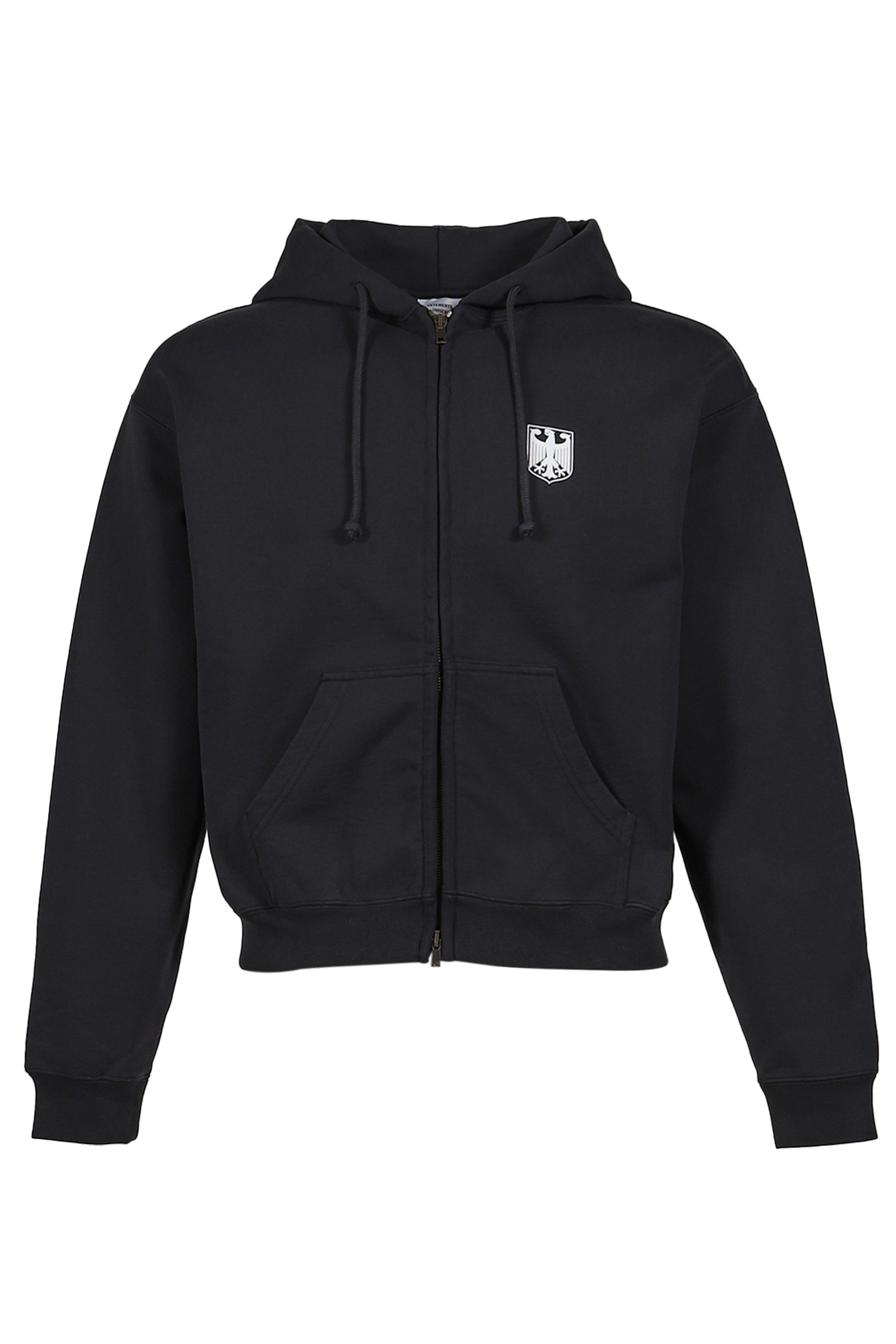 VETEMENTS ヴェトモン FW25 POLIZEI FITTED ZIP-UP HOODIE / BLK