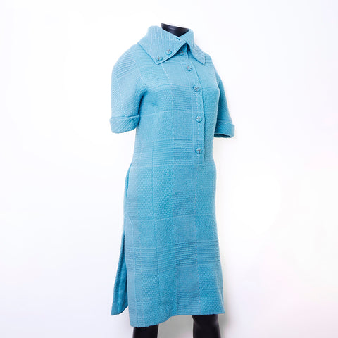 シャネル CHANEL Size:36 ツイード 半袖 ワンピース ブルー WS6761
