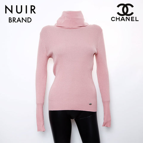 シャネル CHANEL Size:38 タートルネック ウール ニット ピンク WS8532