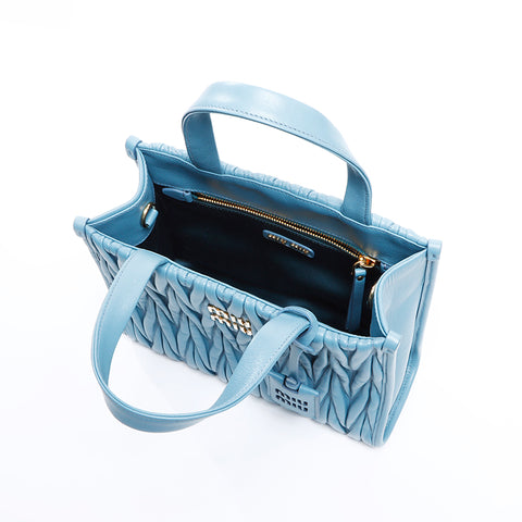 ミュウ ミュウ Miu Miu マテラッセ 2way ショルダーバッグ ブルー