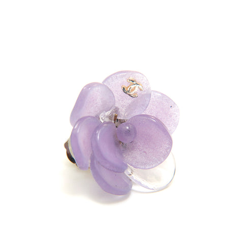 シャネル CHANEL ココマーク カメリア フラワー イヤリング パープルx