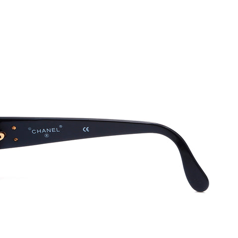 Chanel Coco Mark Sunglasses Y2K Blue Lens Sunglasses Black WS4537