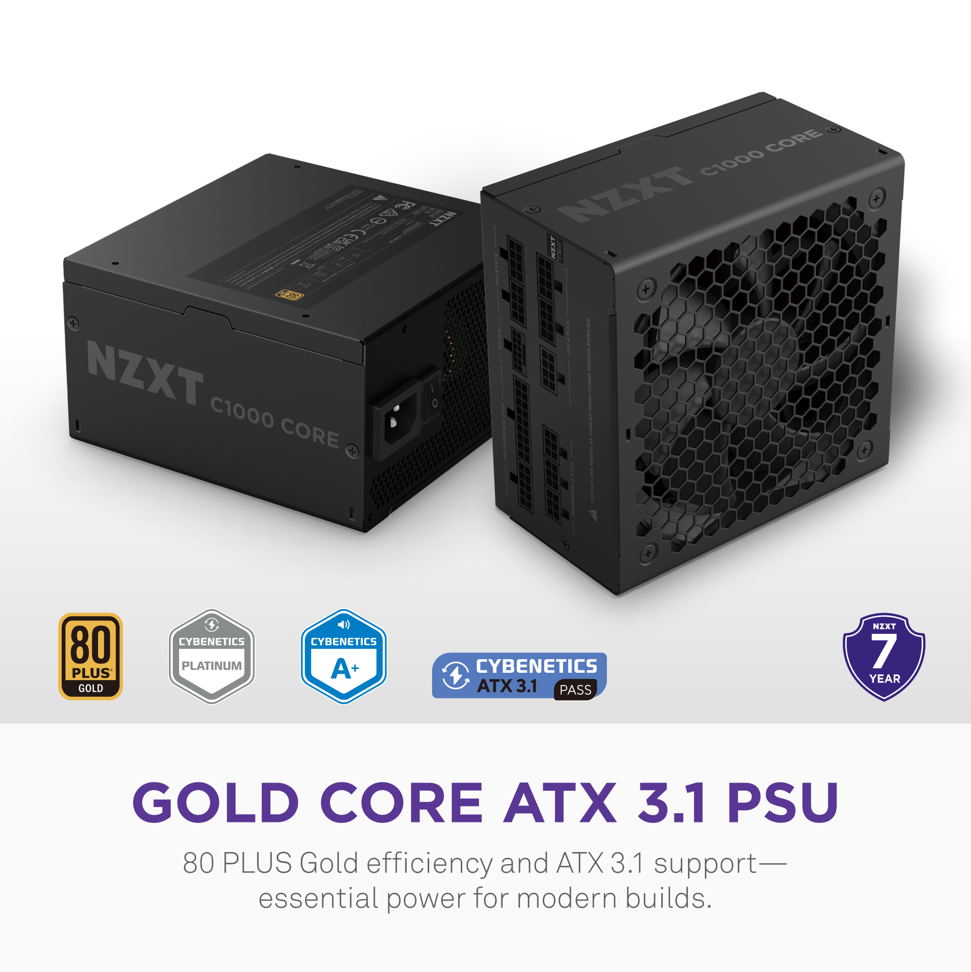 NZXT | C1000 Gold Core PSU | 1000ワット 80 PLUS Gold フル