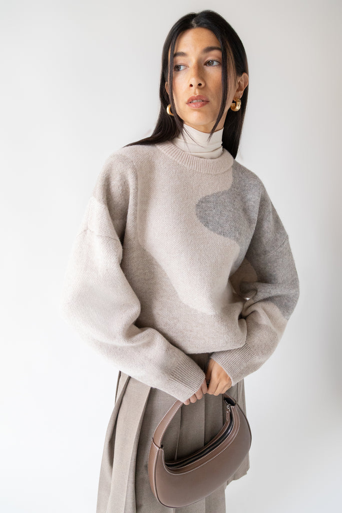Oversized Intarsia Knit Crewneck Sweater | OAK + FORT – OAK + FORT USA