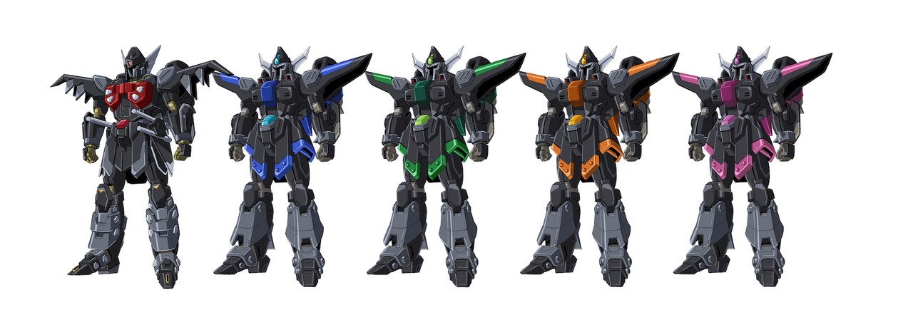 モビルスーツのデザイン。左から、ブラックナイトスコード シヴァ