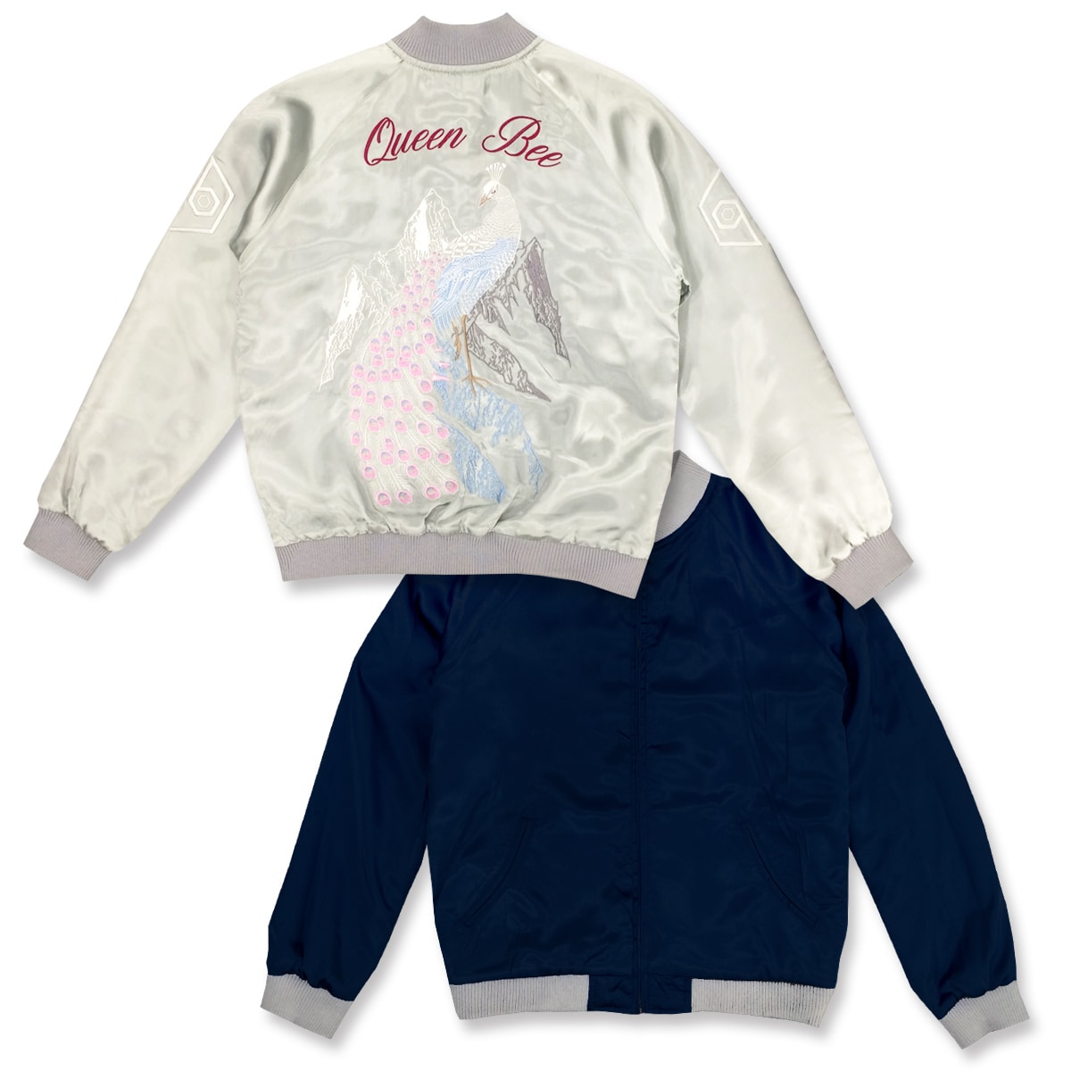 アヴちゃん（Vo）による女王蜂オリジナルスカジャン「氷山孔雀」着用