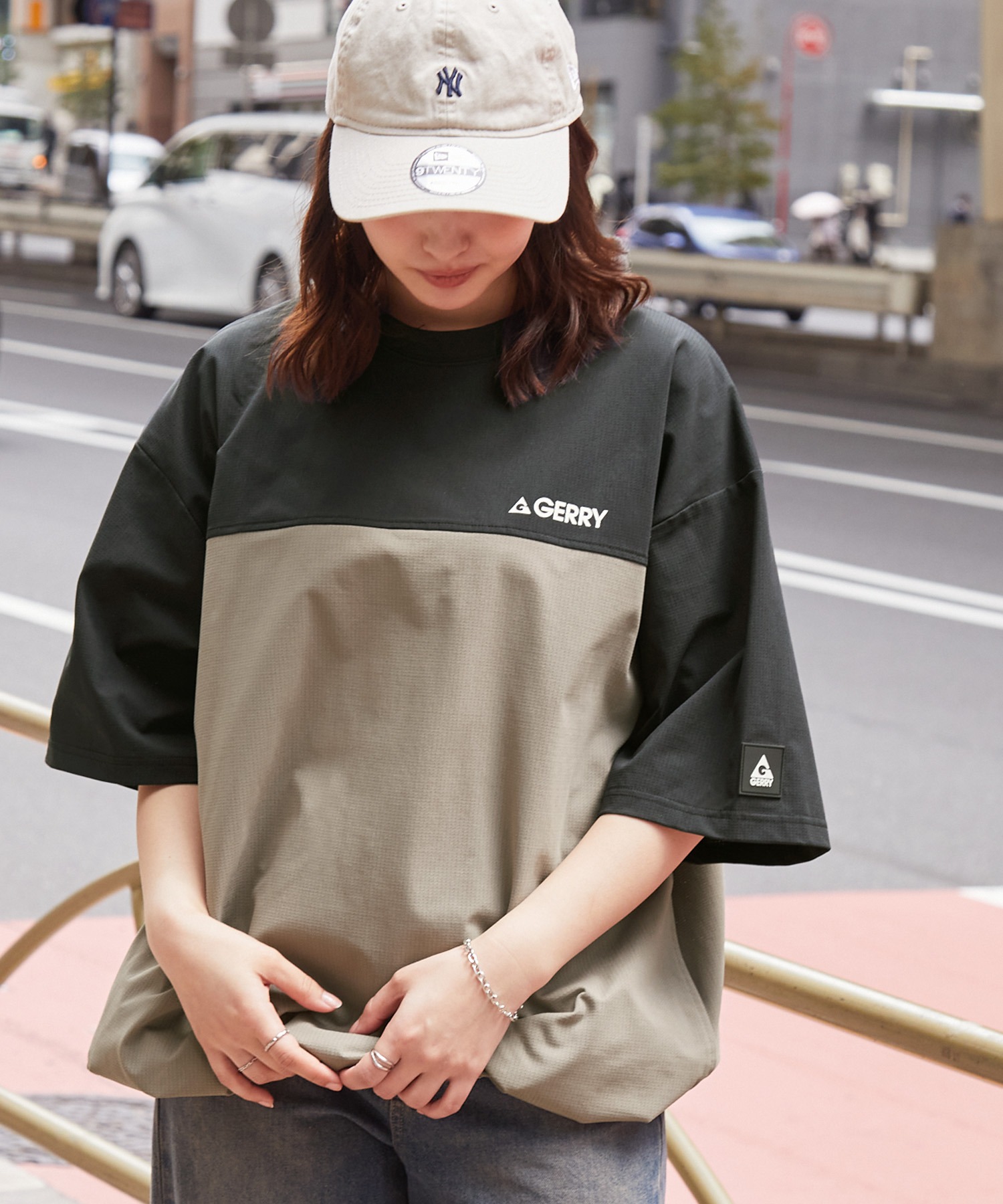 GERRY/ジェリー 別注 ドロスト ワッペンロゴ刺繍 ビッグシルエット半袖