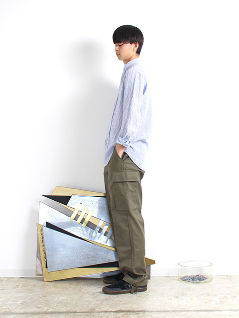 USED】RALPH LAUREN BUTTON DOWN LINEN SHIRT BLUE STRIPE- 毎日を