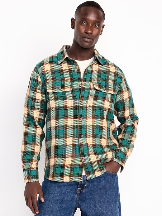 Loose Fit Textured Plaid Pocket Shirt | Old Navy
