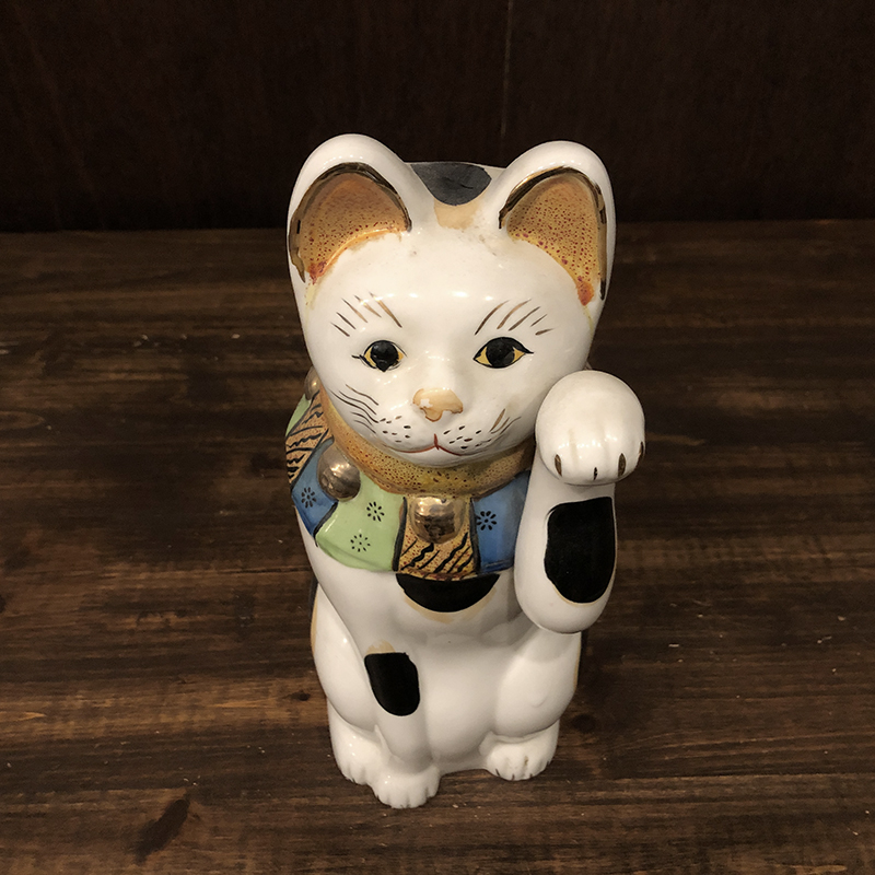 古瀬戸 骨董品 招き猫 27cm 完品 ジャパン アンティーク 稀少な大きな