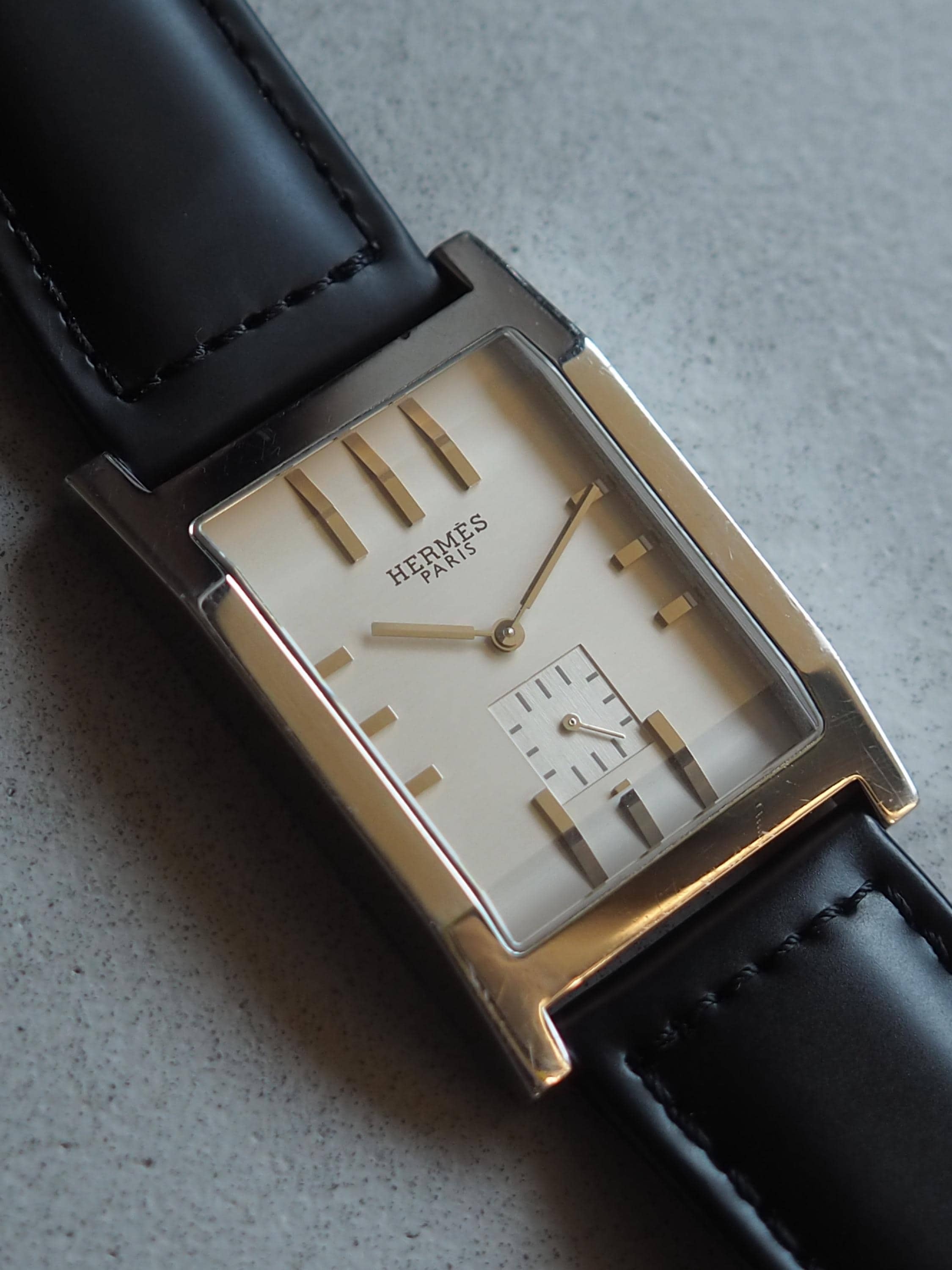 HERMES エルメス タンデム ウォッチ 腕時計 メンズ シルバー ブラック