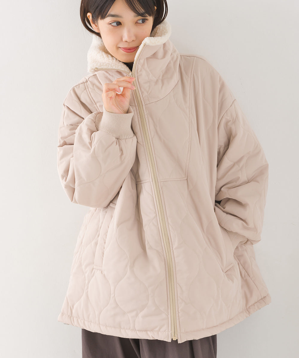 OMNES】衿ボア キルティングブルゾン【1523-7187】