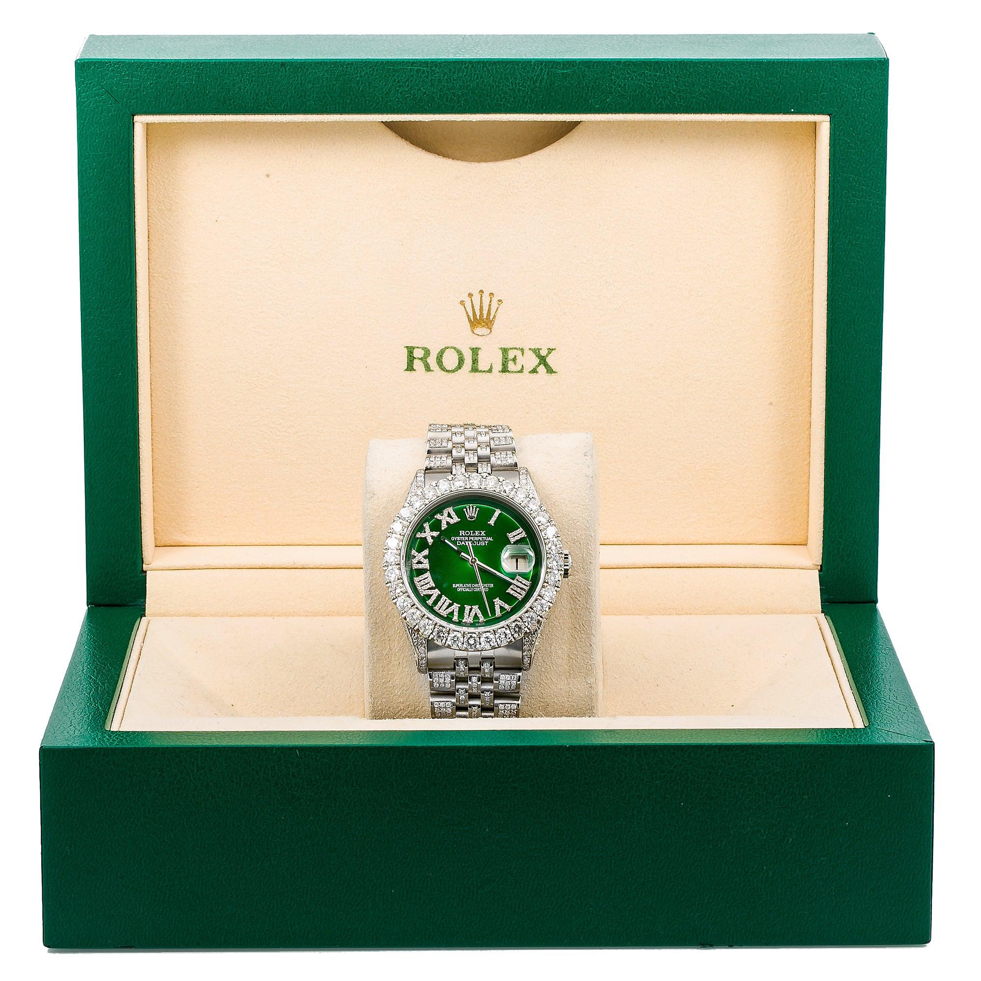 Buy Rolex Datejust 36MM 1601 Green Roman Diamond Dial Diamond