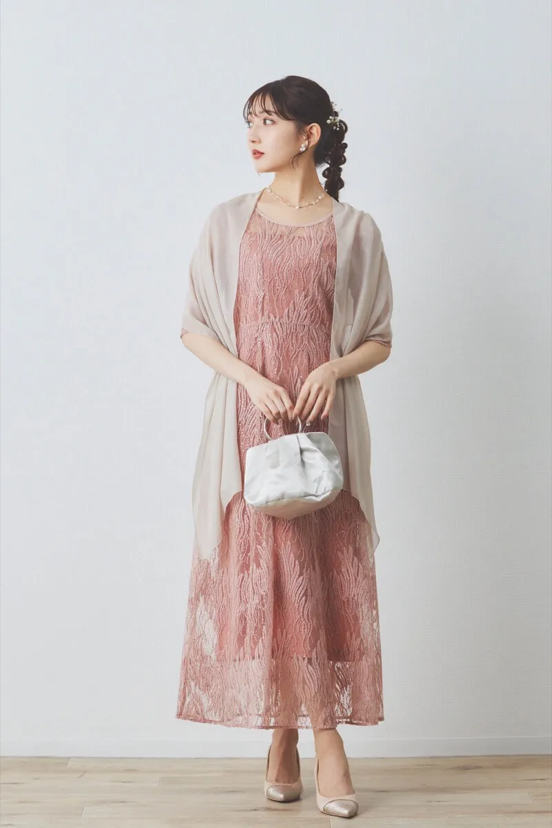 サーモンピンクのスパンコールアネモネドレス[M〜L対応] kaeneの